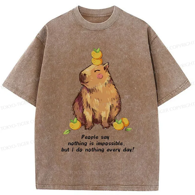 Tokyo-Tiger Leisurely Capybara Washed T-Shirt