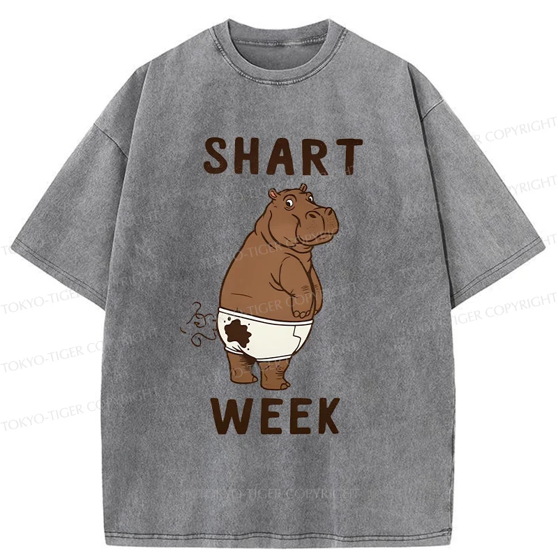 Tokyo-Tiger Shart Week Funny Washed T-Shirt