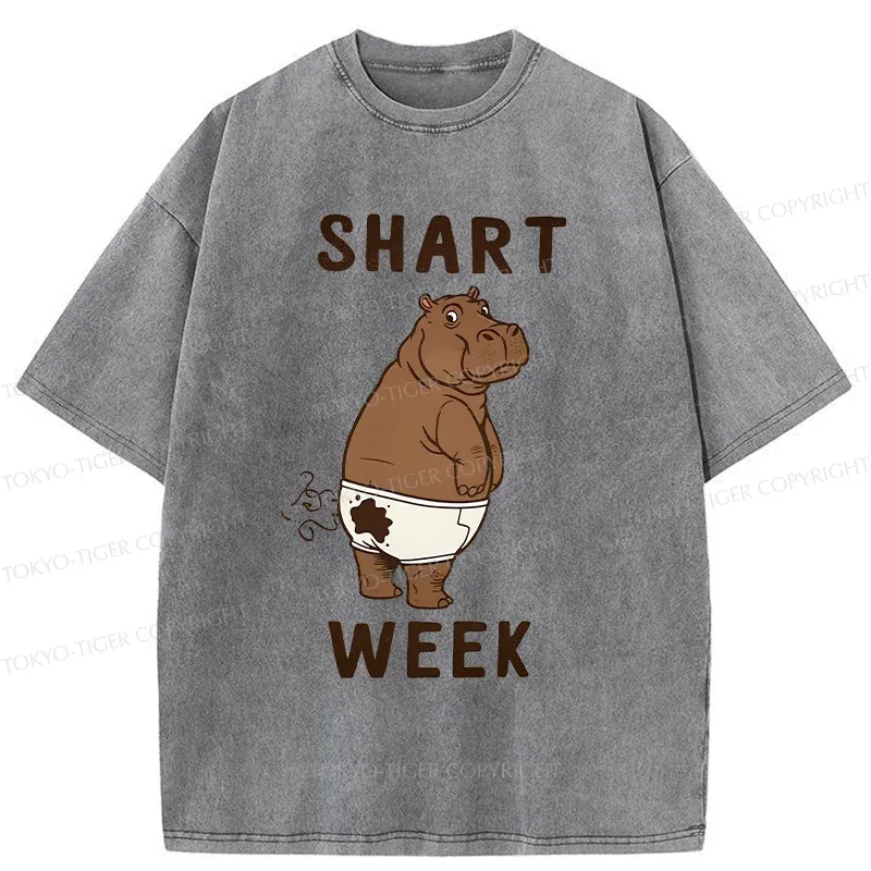 Tokyo-Tiger Shart Week Funny Washed T-Shirt