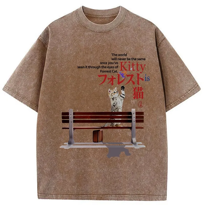 Tokyo-Tiger Forrest Cat's Perspective Washed T-Shirt