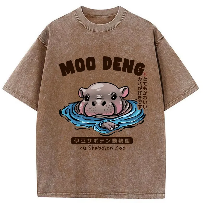Tokyo-Tiger Relaxed Hot Spring Moo Deng Washed T-Shirt