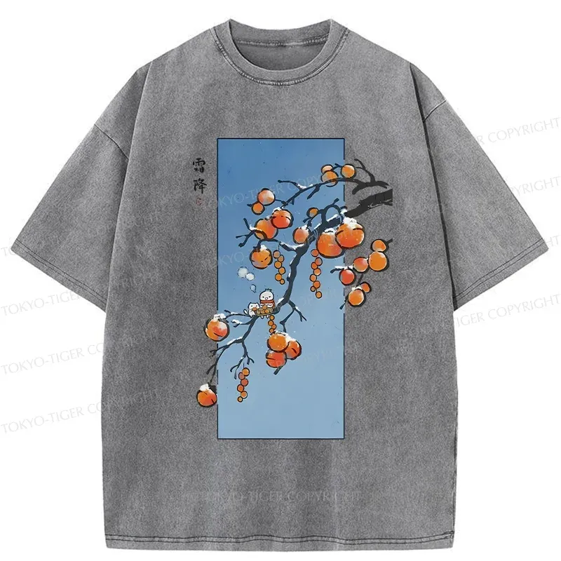 Tokyo-Tiger Winter Paintings Japanese Washed T-Shirt