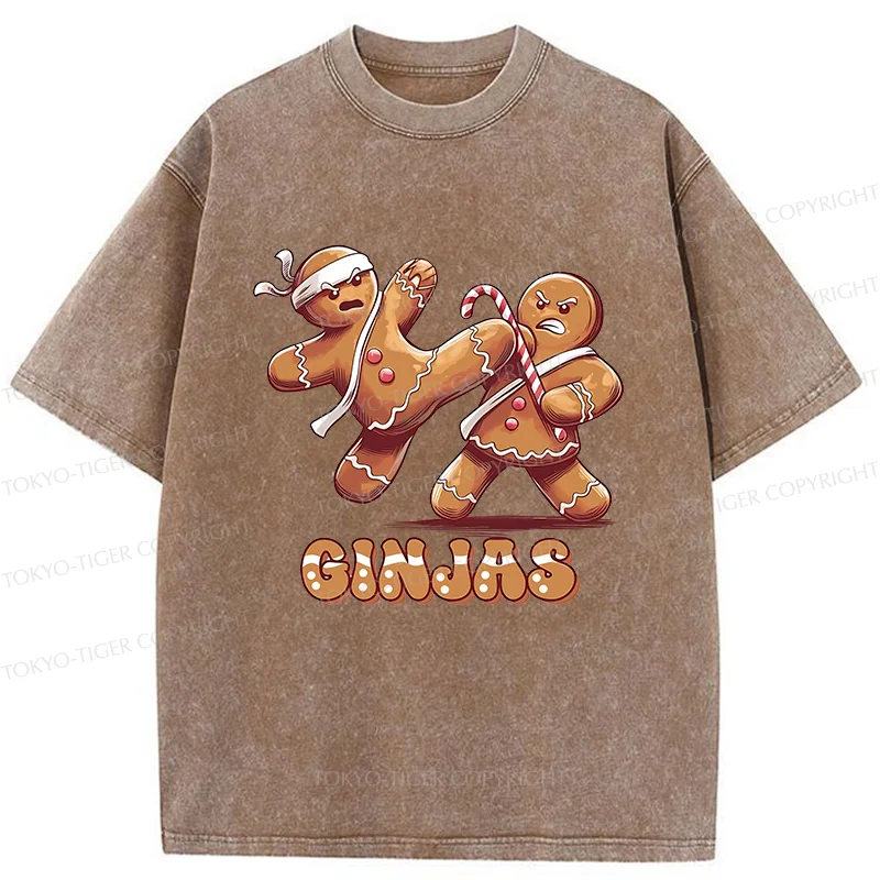 Tokyo-Tiger Gingerbread Man Karate Washed T-Shirt