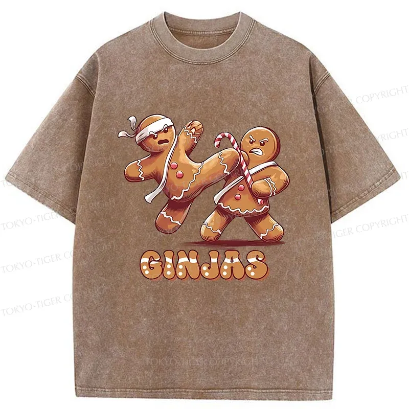 Tokyo-Tiger Gingerbread Man Karate Washed T-Shirt