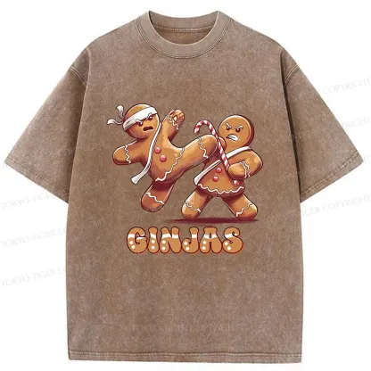 Tokyo-Tiger Gingerbread Man Karate Washed T-Shirt