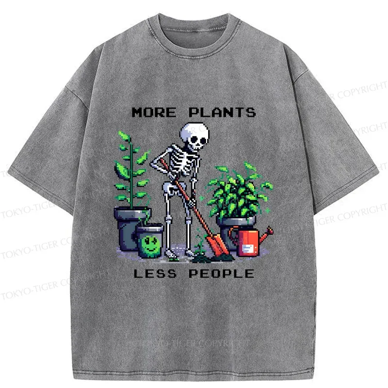 Tokyo-Tiger Skeleton Planting Trees Washed T-Shirt