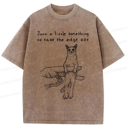 Tokyo-Tiger Catch The Cat Funny Washed T-Shirt
