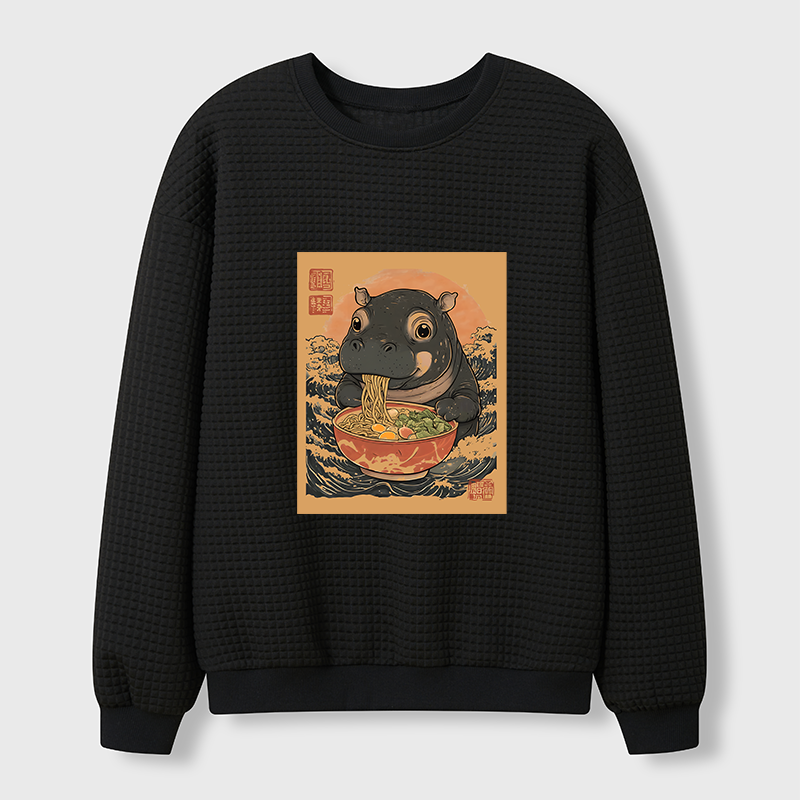Tokyo-Tiger Moo Deng Eat Ramen Waffle Sweatshirt