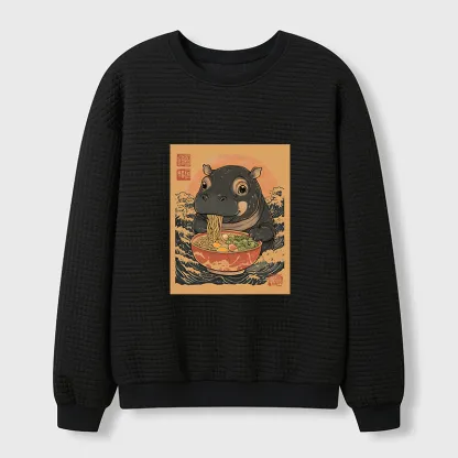 Tokyo-Tiger Moo Deng Eat Ramen Waffle Sweatshirt