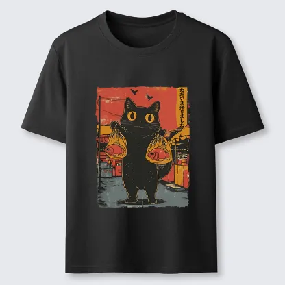 Tokyo-Tiger Cat Fishing Japanese Classic T-Shirt