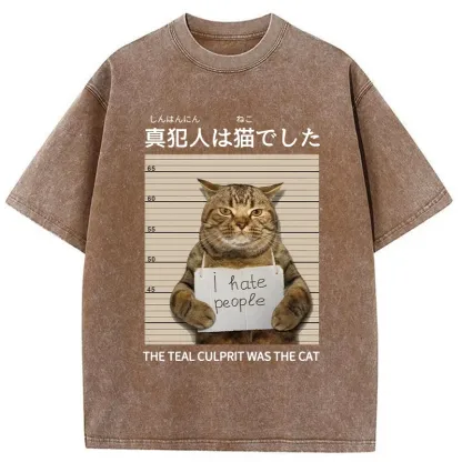 Tokyo-Tiger The Culprit Is The Cat Washed T-Shirt
