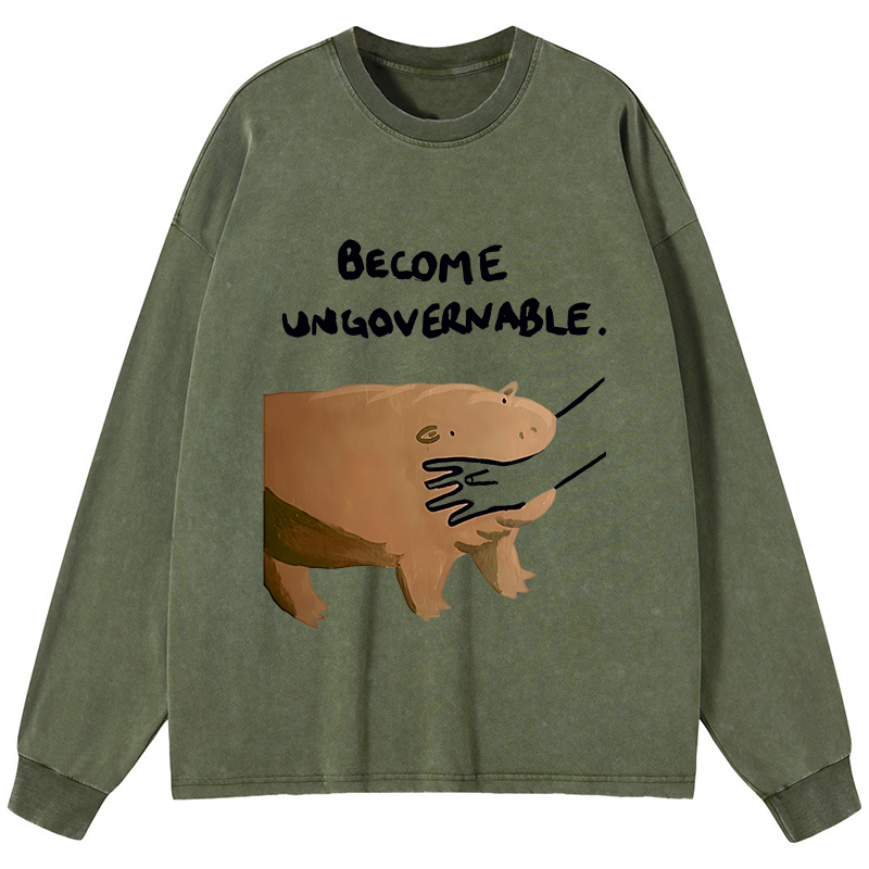 Tokyo-Tiger Moo Deng Bites Someone's Arm Washed Long Sleeve T-Shirt