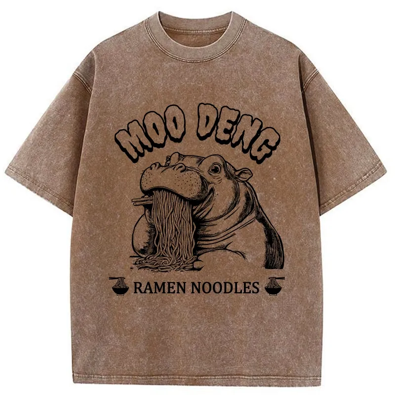 Tokyo-Tiger Ramen Lover Moo Deng Washed T-Shirt
