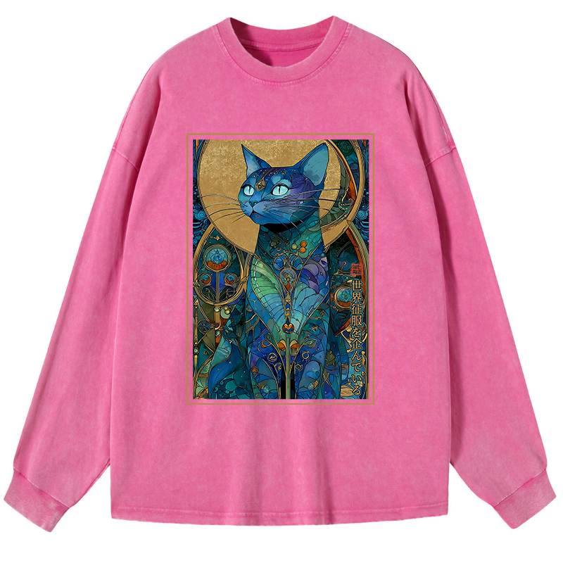 Tokyo-Tiger The Cat’s Plan To Rule Them All Washed Long Sleeve T-Shirt