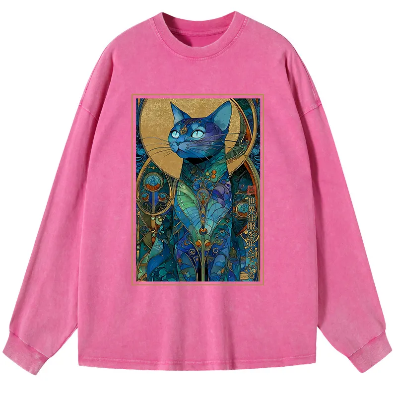 Tokyo-Tiger The Cat’s Plan To Rule Them All Washed Long Sleeve T-Shirt