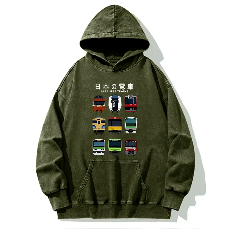 Tokyo-Tiger Japanese Train Collection Washed Hoodie