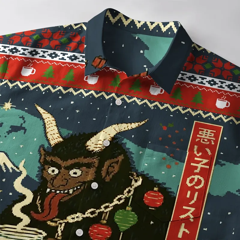 Tokyo-Tiger Naughty List Christmas Button-up Shirt