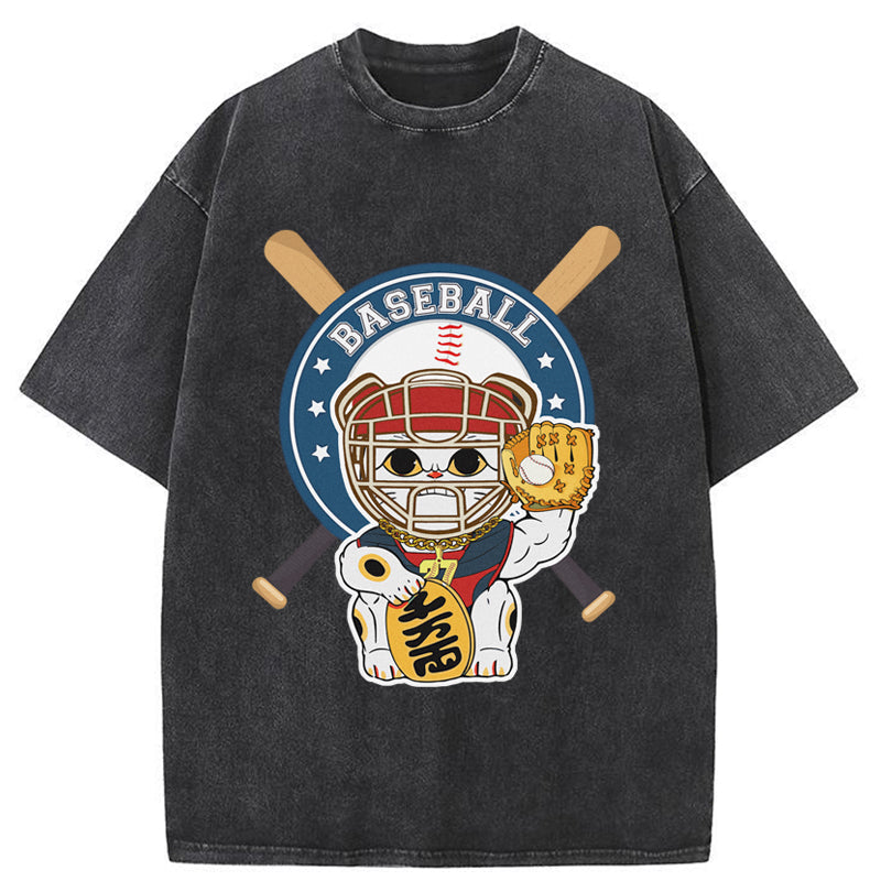 Tokyo-Tiger Janpaese Baseball Cat Washed T-Shirt Sale