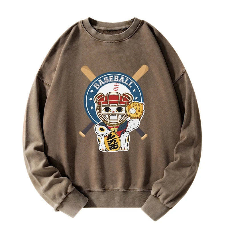 Tokyo-Tiger Janpaese Baseball Cat Washed Sweatshirt