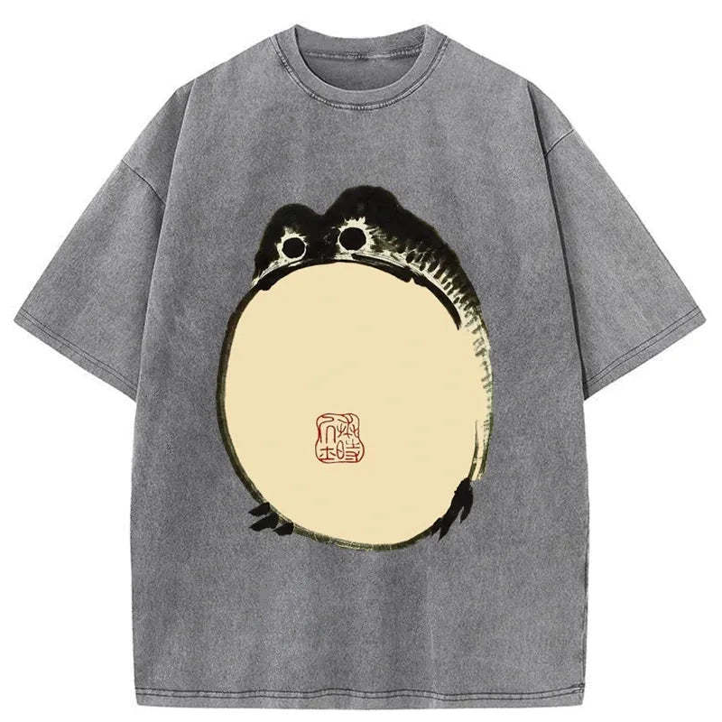 Tokyo-Tiger Grumpy Frog Japanese Washed T-Shirt