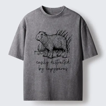 Tokyo-Tiger Capybara Lovers Funny Washed T-Shirt