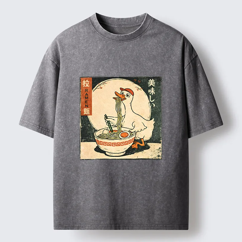 Tokyo-Tiger Retro Duck Ramen Washed T-Shirt