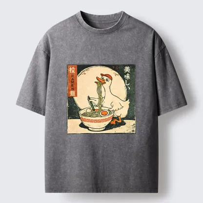 Tokyo-Tiger Retro Duck Ramen Washed T-Shirt