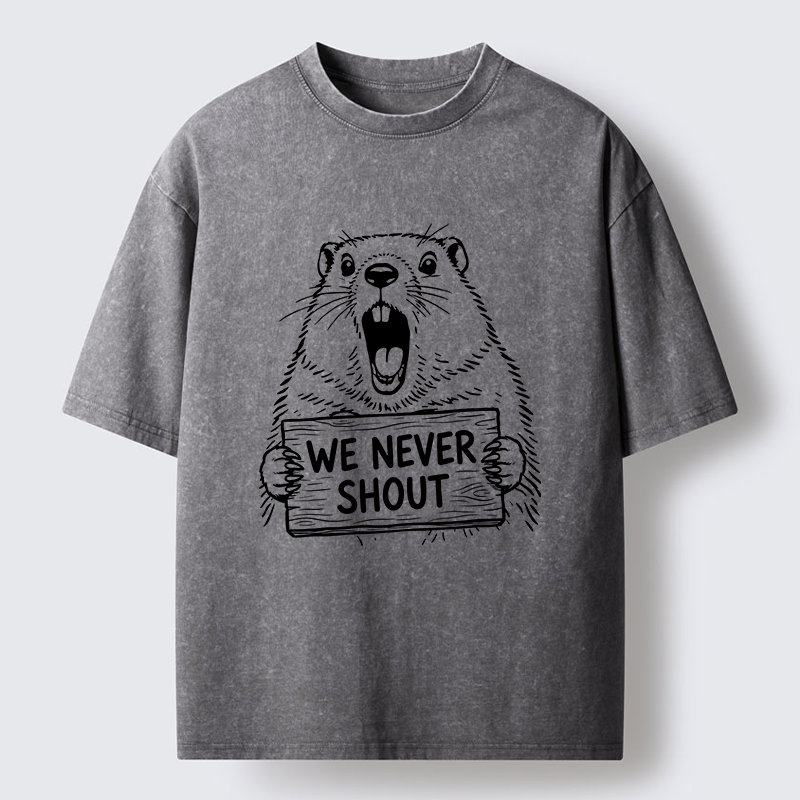 Tokyo-Tiger Shouting Groundhog Meme Washed T-Shirt