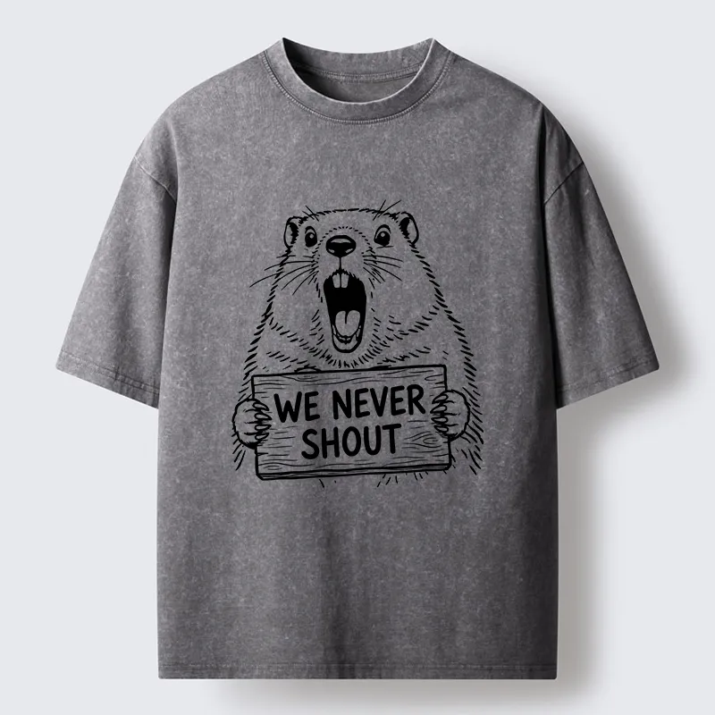 Tokyo-Tiger Shouting Groundhog Meme Washed T-Shirt