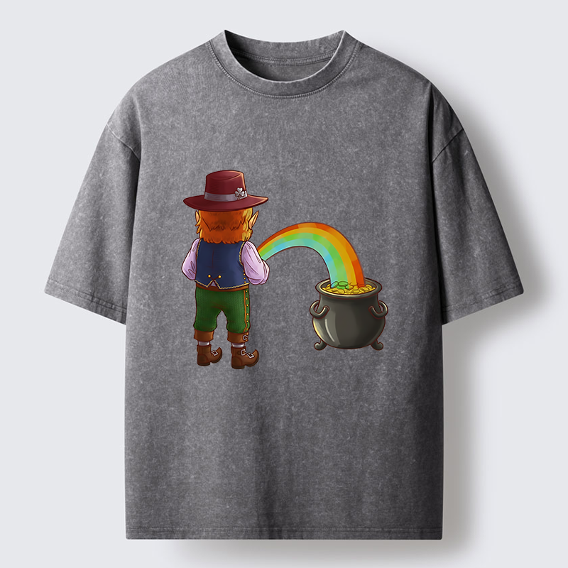 Tokyo-Tiger St Patrick's Day Rainbow Funny Washed T-Shirt