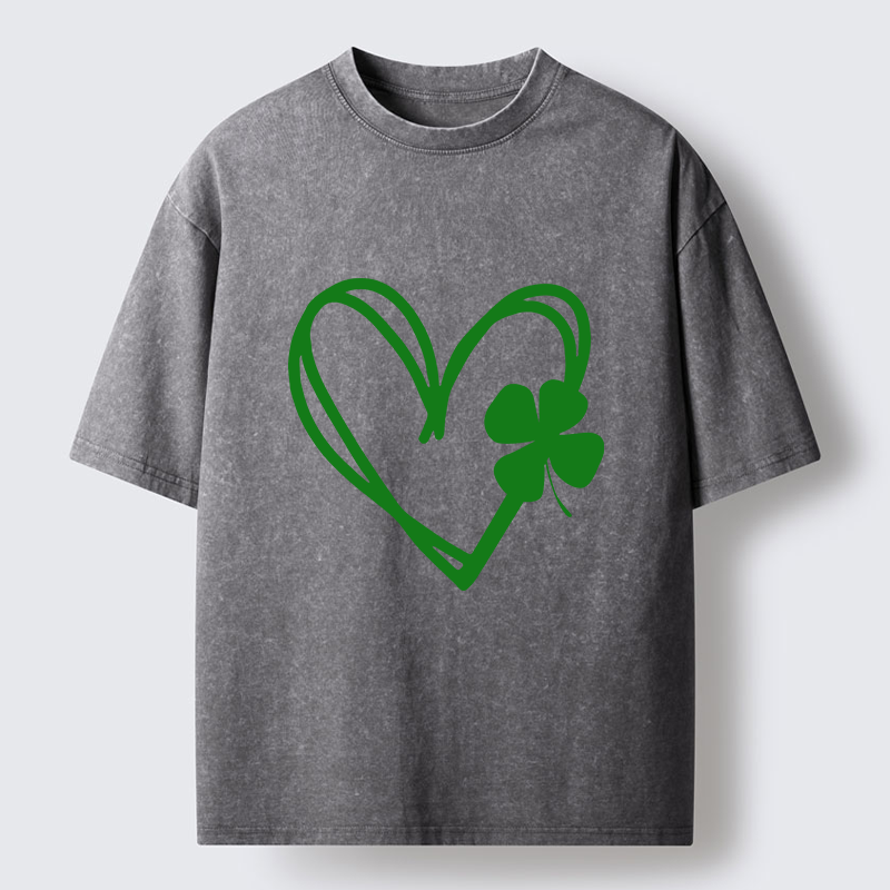 Tokyo-Tiger Heart And Clover Washed T-Shirt