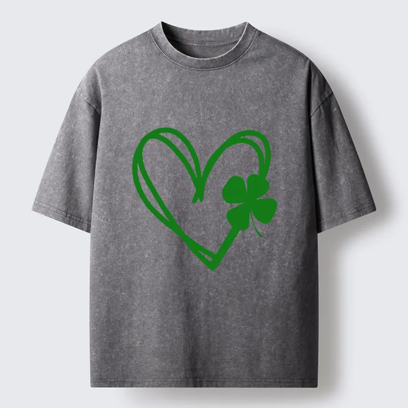 Tokyo-Tiger Heart And Clover Washed T-Shirt
