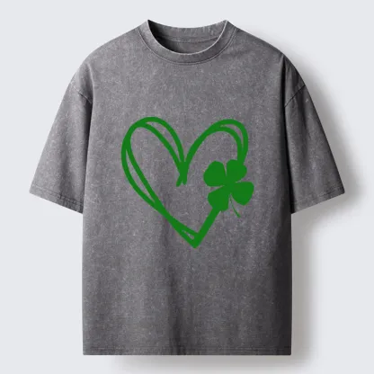Tokyo-Tiger Heart And Clover Washed T-Shirt