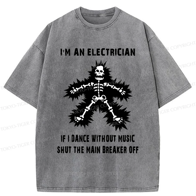 Tokyo-Tiger Electric Dance Funny Washed T-Shirt