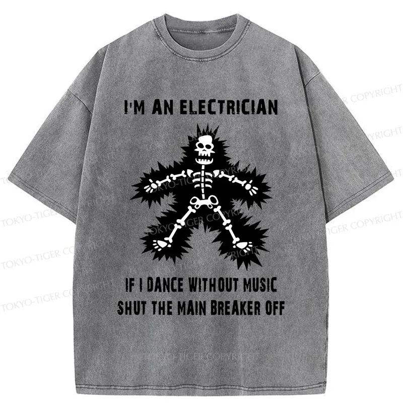 Tokyo-Tiger Electric Dance Funny Washed T-Shirt