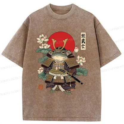 Tokyo-Tiger Traditional Frog Samurai Washed T-Shirt