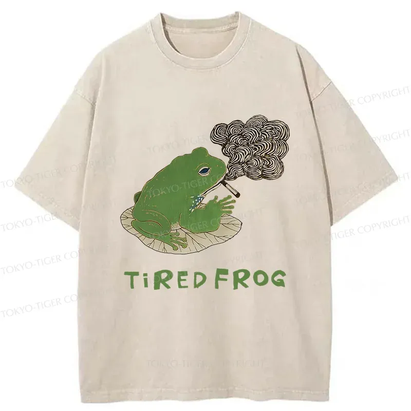 Tokyo-Tiger Tired Japanese Frog Washed T-Shirt
