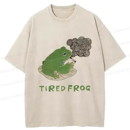 Tokyo-Tiger Tired Japanese Frog Washed T-Shirt