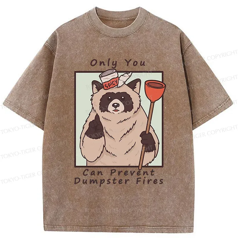 Tokyo-Tiger Raccoon Fire Fighting Washed T-Shirt