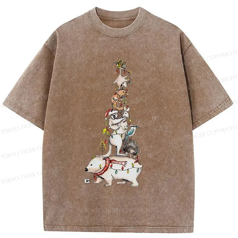 Tokyo-Tiger Australian Christmas Tree Washed T-Shirt