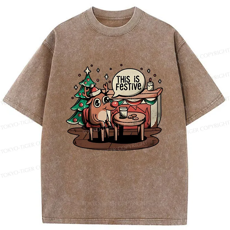 Tokyo-Tiger Rudolph Christmas Eve Washed T-Shirt