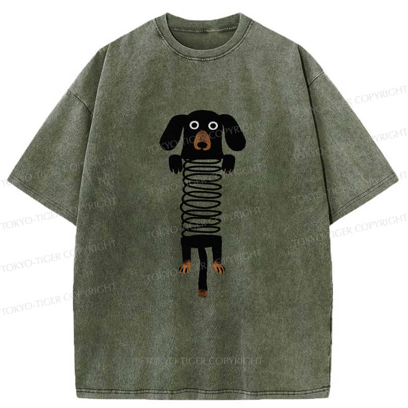Tokyo-Tiger The Cute Spring Dachshund Washed T-Shirt