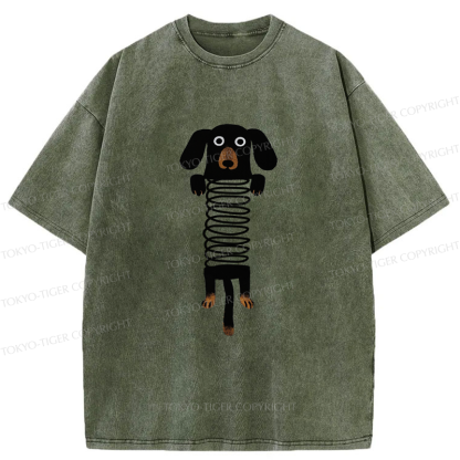 Tokyo-Tiger The Cute Spring Dachshund Washed T-Shirt