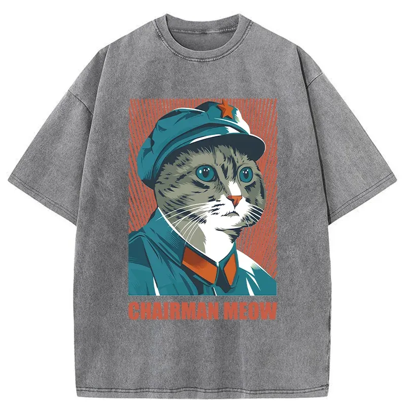 Tokyo-Tiger Cute Chairman Meow Washed T-Shirt