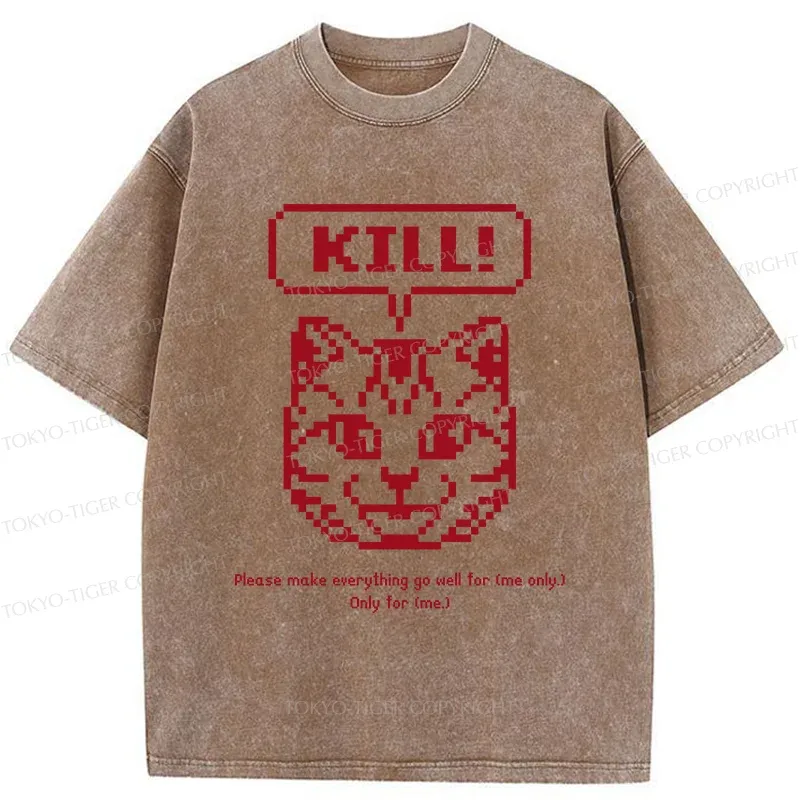 Tokyo-Tiger Killer Cat Prayer Washed T-Shirt