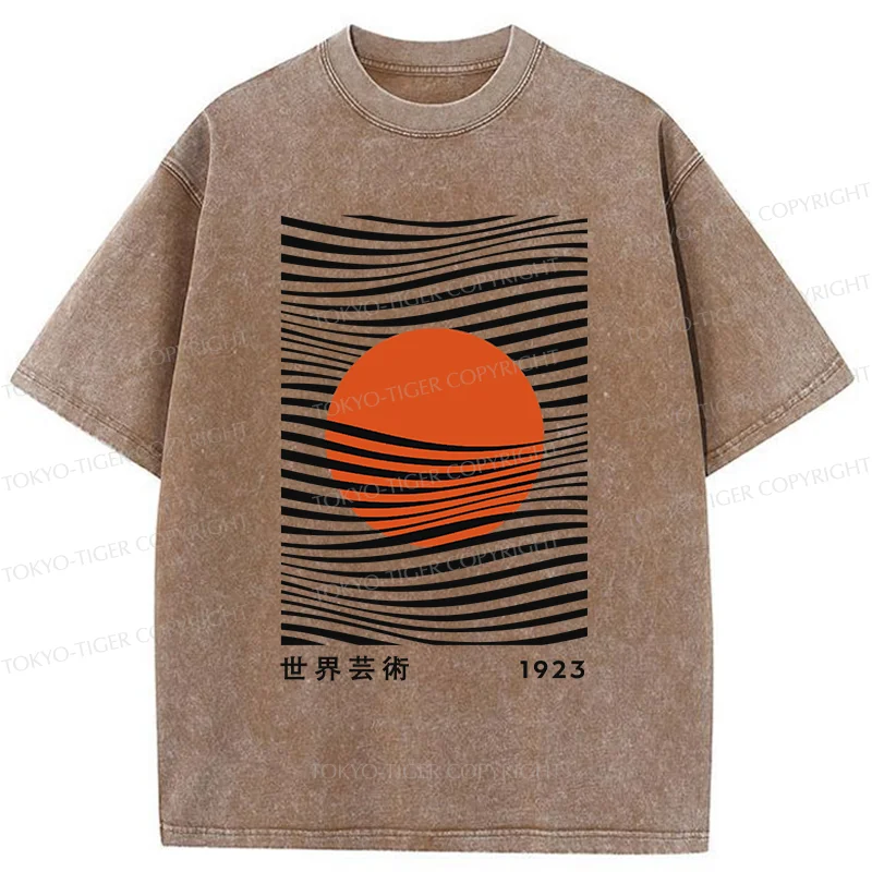 Tokyo-Tiger Minimalist Art Sun Washed T-Shirt