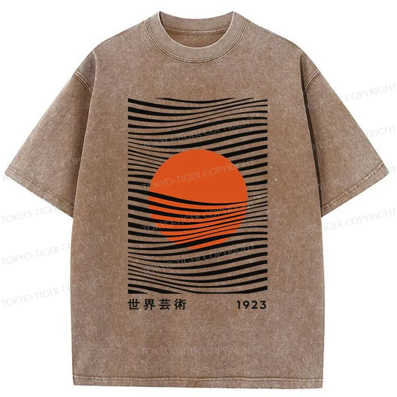 Tokyo-Tiger Minimalist Art Sun Washed T-Shirt