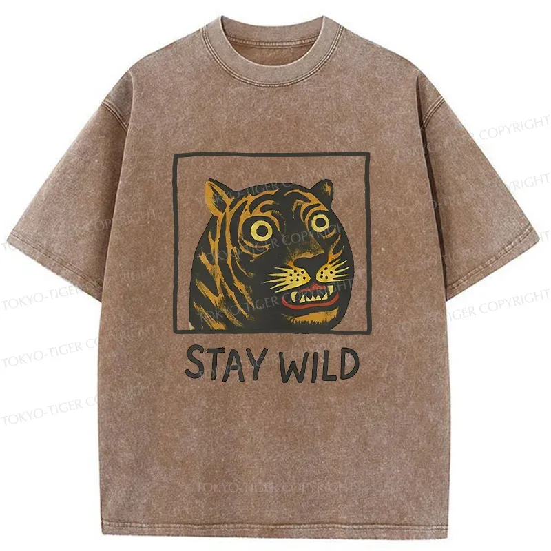 Tokyo-Tiger Silly And Cute Tiger Washed T-Shirt