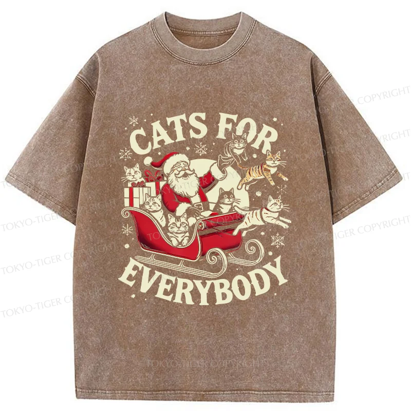 Tokyo-Tiger Santa Cat Lover Washed T-Shirt