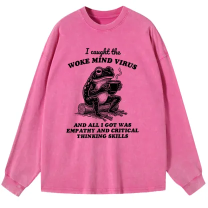 Tokyo-Tiger Awakened Thinking Virus Frog Washed Long Sleeve T-Shirt